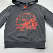Load image into Gallery viewer, Boys Tilt, grey T-Rex dinosaur cotton blend fleece lined hoodie, GUC, size 4,  