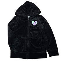 Load image into Gallery viewer, Girls Anko, black velour zip hooded sweater, EUC, size 6,  