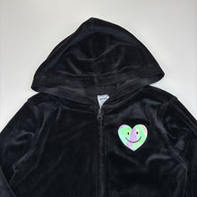 Load image into Gallery viewer, Girls Anko, black velour zip hooded sweater, EUC, size 6,  