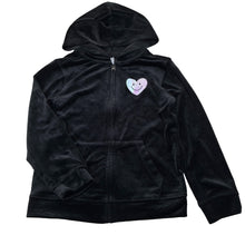 Load image into Gallery viewer, Girls Anko, black velour zip hooded sweater, EUC, size 7,  