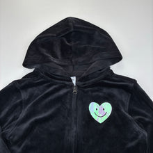 Load image into Gallery viewer, Girls Anko, black velour zip hooded sweater, EUC, size 7,  