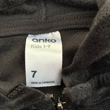 Load image into Gallery viewer, Girls Anko, black velour zip hooded sweater, EUC, size 7,  