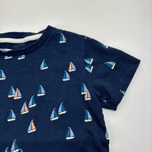 Load image into Gallery viewer, Unisex Next, navy sailboats boat cotton t-shirt, GUC, size 5-6,  