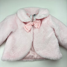 Load image into Gallery viewer, Girls Dymples, pink faux fur jacket, bow detail, EUC, size 2,  
