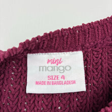 Load image into Gallery viewer, Girls Mini Mango, pink ribbed knit sweater, GUC, size 4,  