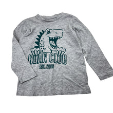 Load image into Gallery viewer, Unisex KID, grey marle dinosaur cotton long sleeve t-shirt, GUC, size 3,  