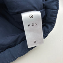 Load image into Gallery viewer, Unisex Target, navy zip fleece lined hooded jacket, faux fur trim, GUC, size 3,  