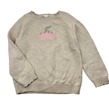 Load image into Gallery viewer, Girls Jamie Kay, beige cotton knit sweater, embroidered cherries, EUC, size 5,  