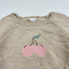 Load image into Gallery viewer, Girls Jamie Kay, beige cotton knit sweater, embroidered cherries, EUC, size 5,  