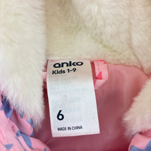 Load image into Gallery viewer, Girls Anko, zip hooded puffer vest, fleece lined hood, EUC, size 6,  
