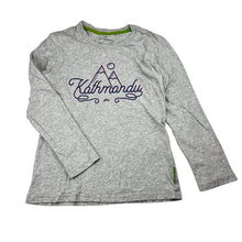 Load image into Gallery viewer, Unisex Kathmandu, grey marle mountain peaks cotton long sleeve t-shirt, GUC, size 8,  