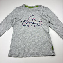 Load image into Gallery viewer, Unisex Kathmandu, grey marle mountain peaks cotton long sleeve t-shirt, GUC, size 8,  