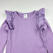 Load image into Gallery viewer, Girls Target, purple stretch cotton ribbed knit ruffle long sleeve t-shirt, EUC, size 5,  