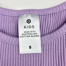 Load image into Gallery viewer, Girls Target, purple stretch cotton ribbed knit ruffle long sleeve t-shirt, EUC, size 5,  