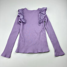 Load image into Gallery viewer, Girls Target, purple stretch cotton ribbed knit ruffle long sleeve t-shirt, EUC, size 5,  