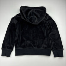 Load image into Gallery viewer, Unisex KID, black velour zip hooded sweater, embroidered bow, EUC, size 5,  