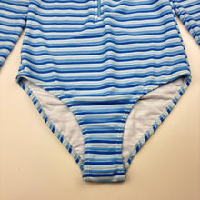 Load image into Gallery viewer, Girls Anko, striped terry zip long sleeve swim one-piece, EUC, size 12,  