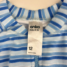 Load image into Gallery viewer, Girls Anko, striped terry zip long sleeve swim one-piece, EUC, size 12,  