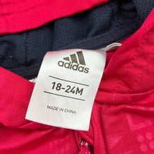 Load image into Gallery viewer, Girls Adidas, red fleece lined hooded long sleeve track top / sweater, GUC, size 2,  