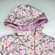 Load image into Gallery viewer, Girls Target, floral hooded waterproof jacket, mark lower front, FUC, size 5,  