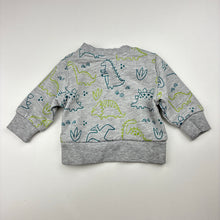 Load image into Gallery viewer, Unisex Lily &amp; Dan, grey cotton blend fleece lined sweater, dinosaur, EUC, size 000,  