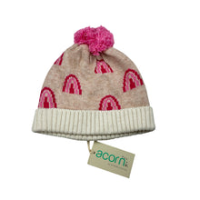 Load image into Gallery viewer, Girls Acorn, wool knit beanie hat, rainbows, NEW, size 0-1,  