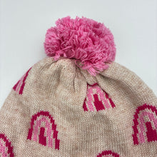 Load image into Gallery viewer, Girls Acorn, wool knit beanie hat, rainbows, NEW, size 0-1,  