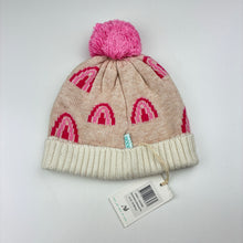 Load image into Gallery viewer, Girls Acorn, wool knit beanie hat, rainbows, NEW, size 0-1,  