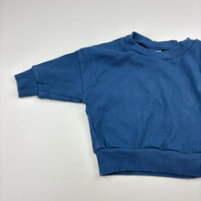 Load image into Gallery viewer, Unisex Bonds, blue stretch cotton ribbed knit long sleeve t-shirt, EUC, size 000,  