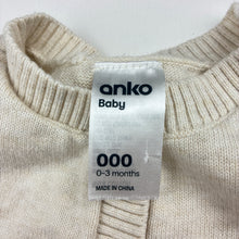 Load image into Gallery viewer, Unisex Anko, cream cotton knit cardigan, EUC, size 000,  