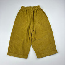 Load image into Gallery viewer, Unisex ZIGGY ZAZA, mustard cotton terry pants, elasticated, GUC, size 1-2,  