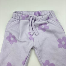 Load image into Gallery viewer, Girls Anko, cotton blend fleece lined pants, elasticated, floral, EUC, size 00,  