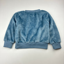 Load image into Gallery viewer, Unisex blue, fleece sweater, embroidered cat, pilling, FUC, size 2,  