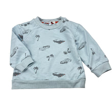 Load image into Gallery viewer, Boys RACHEL ZOE, blue cotton blend sweater, vintage cars, EUC, size 1-2,  