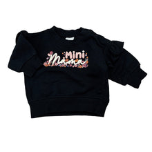 Load image into Gallery viewer, Girls Baby Berry, black cotton blend ruffle fleece lined sweater, EUC, size 000,  