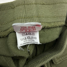 Load image into Gallery viewer, Unisex green, cotton blend pants, elasticated, EUC, size 0,  