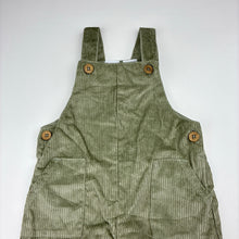 Load image into Gallery viewer, Unisex Baby Berry, green corduroy cotton overalls, EUC, size 000,  