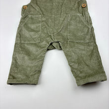 Load image into Gallery viewer, Unisex Baby Berry, green corduroy cotton overalls, EUC, size 000,  
