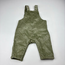 Load image into Gallery viewer, Unisex Baby Berry, green corduroy cotton overalls, EUC, size 000,  