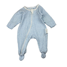 Load image into Gallery viewer, Unisex purebaby, striped organic cotton zip coverall, EUC, size 00000,  