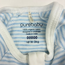 Load image into Gallery viewer, Unisex purebaby, striped organic cotton zip coverall, EUC, size 00000,  