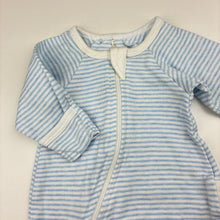 Load image into Gallery viewer, Unisex purebaby, striped organic cotton zip coverall, EUC, size 00000,  