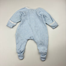 Load image into Gallery viewer, Unisex purebaby, striped organic cotton zip coverall, EUC, size 00000,  