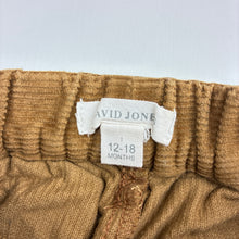 Load image into Gallery viewer, Unisex DAVID JONES, brown corduroy cotton pants, elasticated, EUC, size 1,  