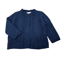 Load image into Gallery viewer, Unisex Marquise, navy cotton knit cardigan, EUC, size 00,  