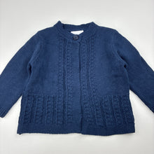 Load image into Gallery viewer, Unisex Marquise, navy cotton knit cardigan, EUC, size 00,  