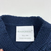 Load image into Gallery viewer, Unisex Marquise, navy cotton knit cardigan, EUC, size 00,  