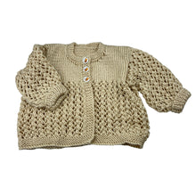 Load image into Gallery viewer, Girls handmade, knit cardigan, bee motif buttons, EUC, size 00,  