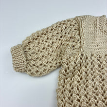 Load image into Gallery viewer, Girls handmade, knit cardigan, bee motif buttons, EUC, size 00,  