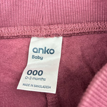 Load image into Gallery viewer, Unisex Anko, plain cotton blend fleece lined pants, elasticated, GUC, size 000,  